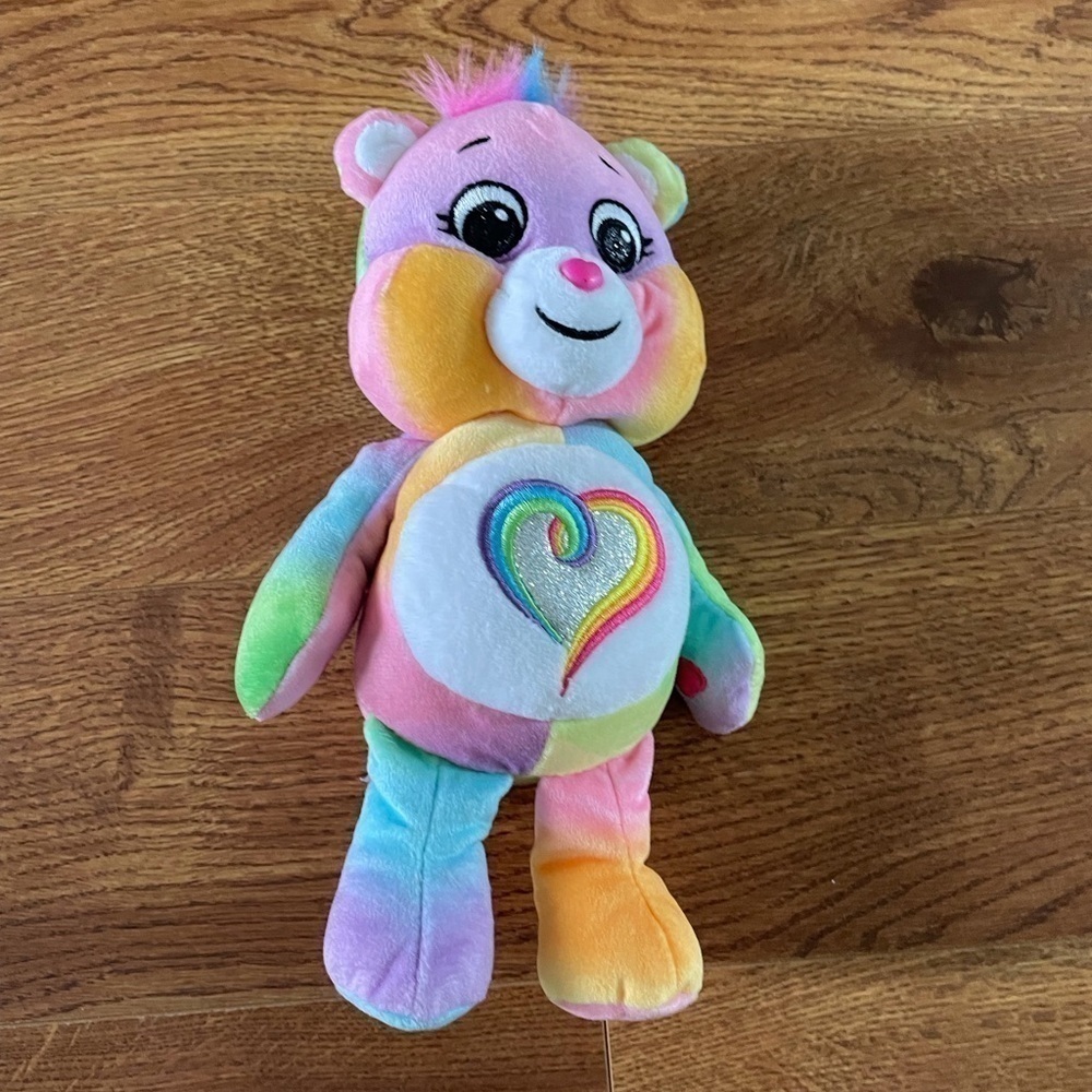 Care Bears plush figure rainbow tie dye heart bear